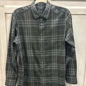 Burberry Dark Green Plaid Button Down Shirt
